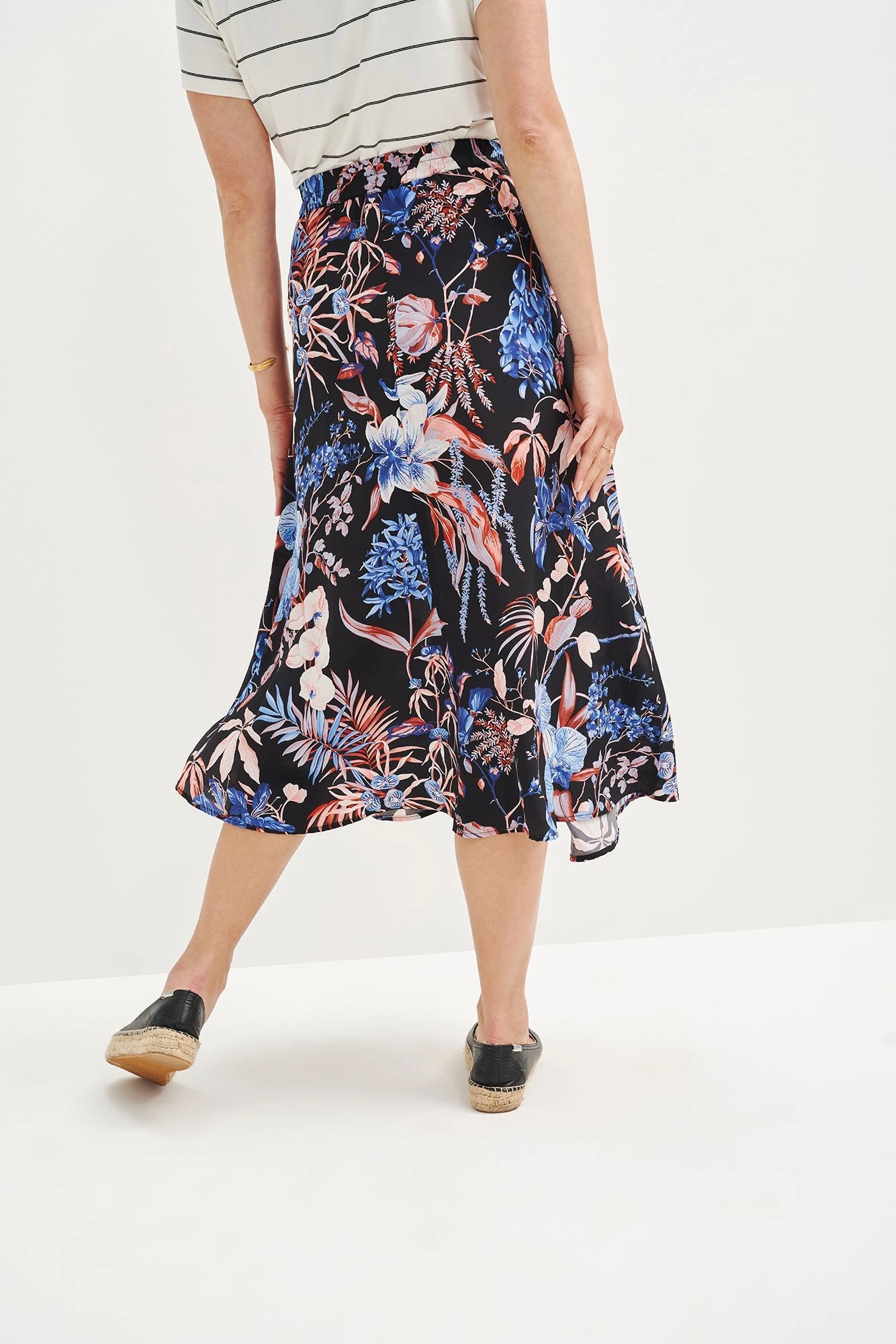 Blaze Washable Silk Skirt - Saint Barts Black Floral 3 Blaze Washable Silk Skirt - Saint Barts Black Floral - Image 3