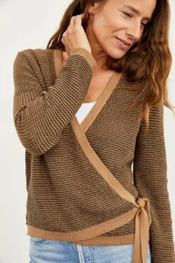 Veda Wrap Cardigan - Tan Black - ReAmour