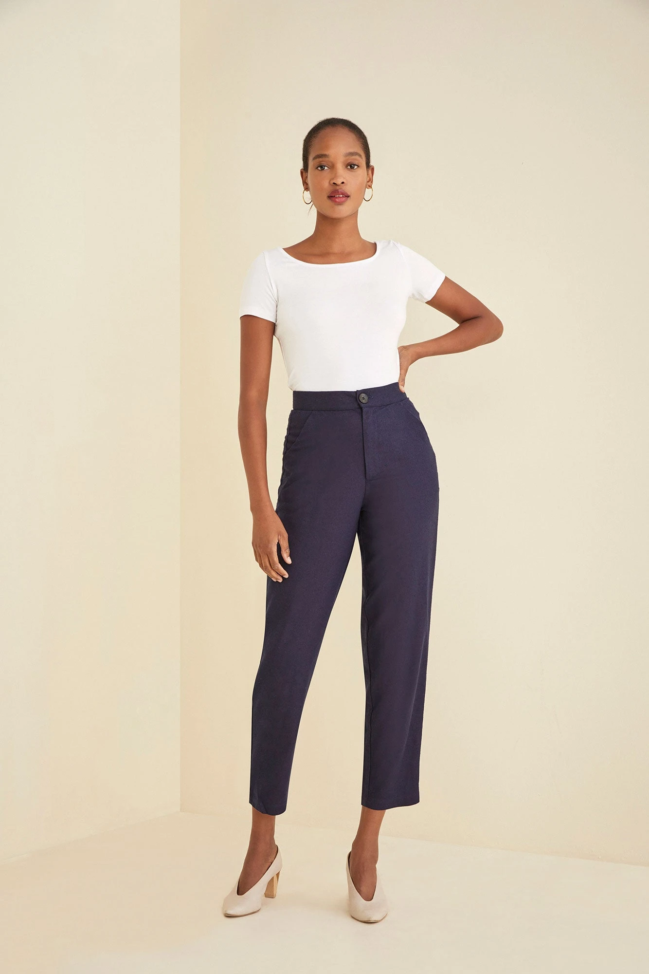 Dava Silk Noil Pants - Navy - ReAmour 1 Dava Silk Noil Pants - Navy - ReAmour