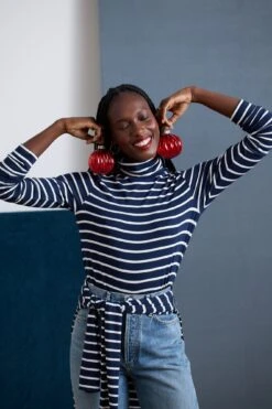 Flannery Dream Knit Turtleneck - Basque Stripe 9 Flannery Dream Knit Turtleneck - Basque Stripe -AGOLDE Shop Flannery Stripe Harbour Stripe Basque 1215