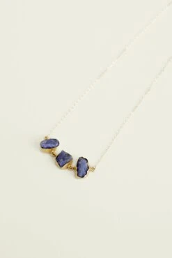 Leslie Francesca Exclusive 3 Stone Necklace -AGOLDE Shop LESLIE FRANCESCA Exclusive 3 Stone Necklace Tazanite 0247 web
