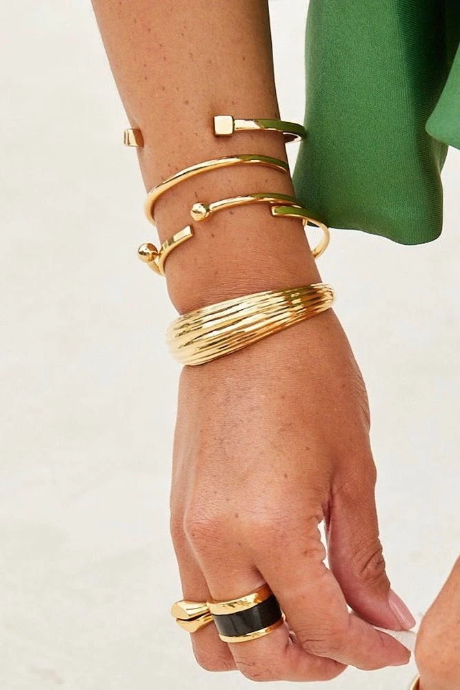 SOKO Mixed Shapes Stacking Cuffs - Gold 2 SOKO Mixed Shapes Stacking Cuffs - Gold - Image 2